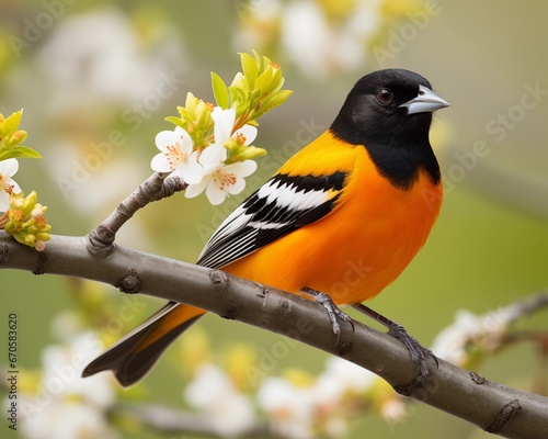 a baltimore oriole sitting on a branch photo