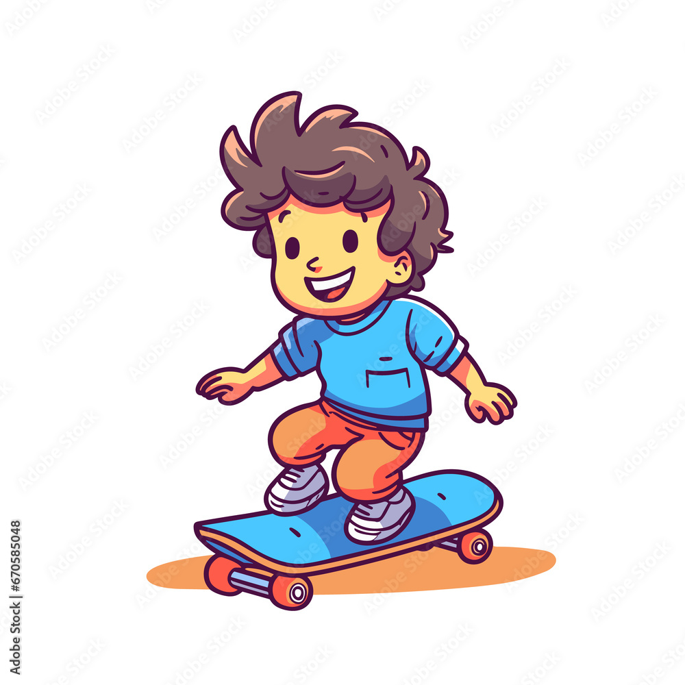 Cute Boy Playing With Skateboard , Cartoon , Illustration, Cartoon PNG Cute Boy Playing With Skateboard , Cartoon , Illustration, Cartoon PNG