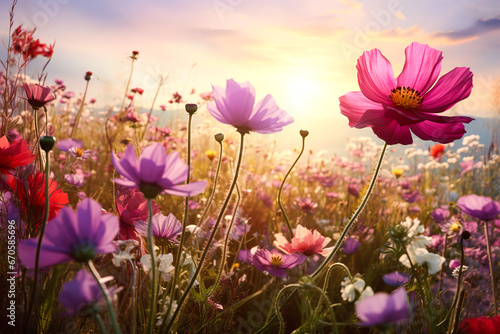 field of flowers  floral background