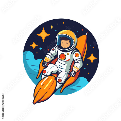 Astronaut Riding Rocket With Peace Hand , Cartoon , Illustration, Cartoon PNG