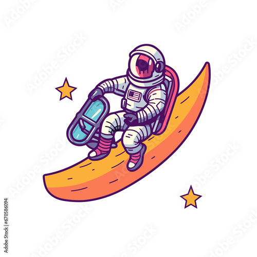 Astronaut Riding Rocket With Space Flag , Cartoon , Illustration, Cartoon PNG