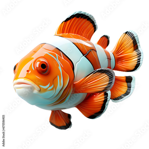 colorful clown anemone fish, clownfish closeup isolated on transparent background, png