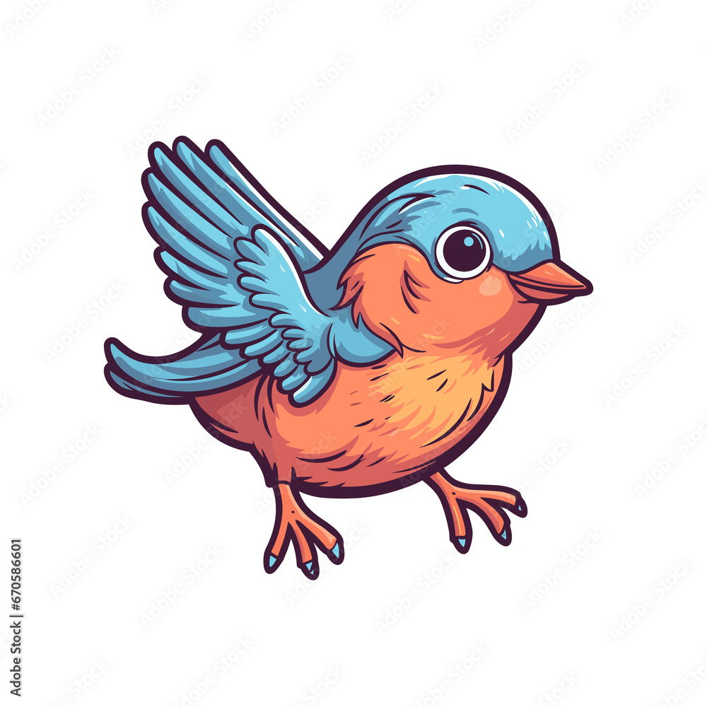Obraz premium Cute Baby Bird Flying , Cartoon , Illustration, Cartoon PNG