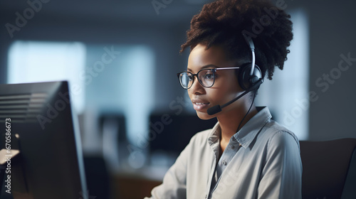 young call operator with headset photo