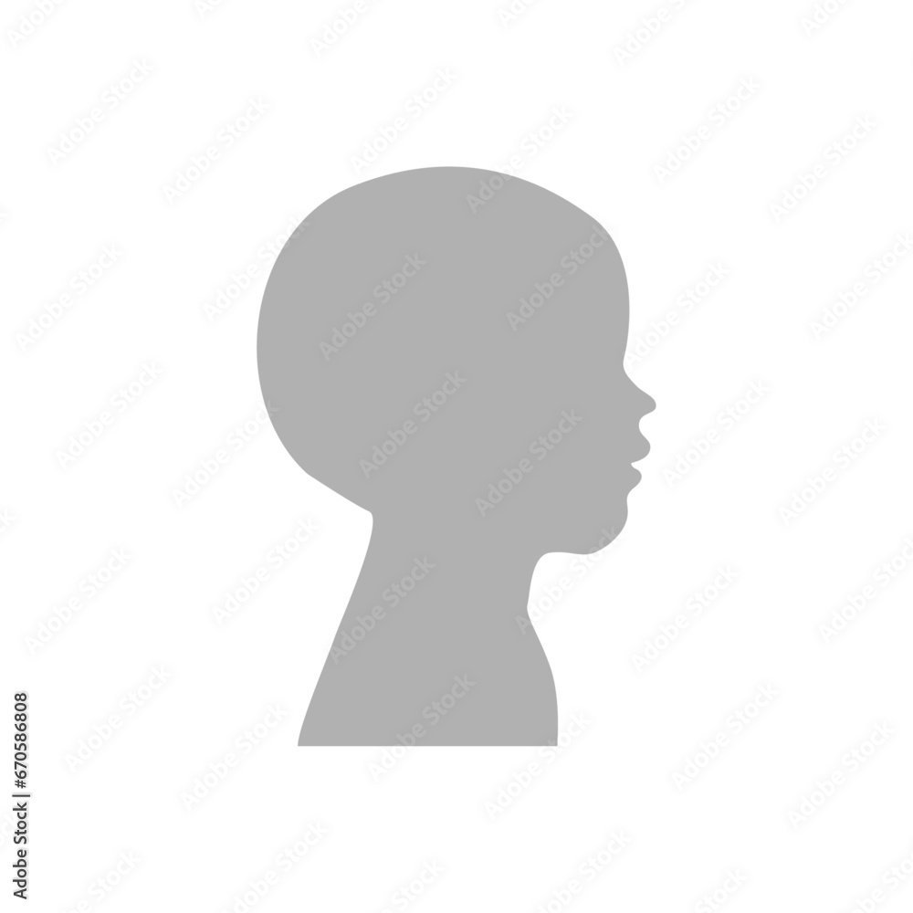 Vector illustration. Gray silhouette of a infant on a white background. Suitable for social media profiles, icons, screensavers and as a template.