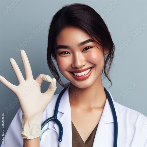 female doctor showing ok gesture for social media