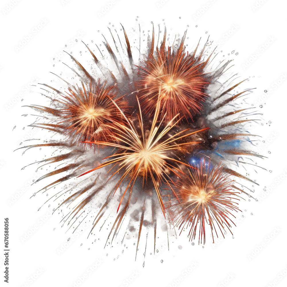 Obraz premium Colorful celebration fireworks isolated on transparent background