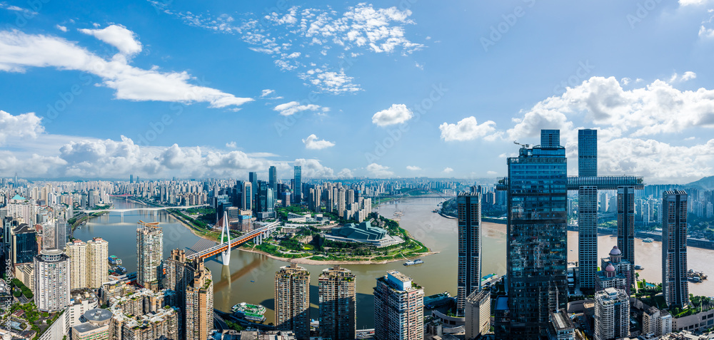 Aerial view of Chongqing skyline and skyscraper, China. high angle view.