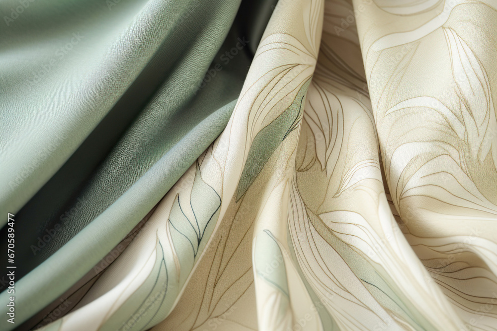 Obraz premium Elegantly folded silk textile in blue and yellow, a symbol of luxury.