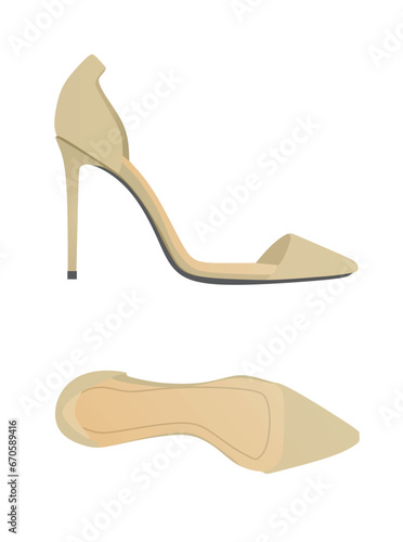 Brown  high heel sandal. vector illustration