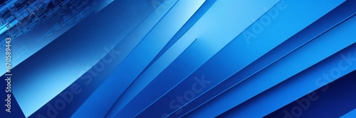 Abstract Blue Background Banner with Dynamic Lines, Technology Accents, and Digital Design