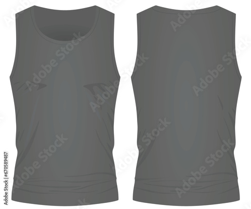 Grey sleeveless t shirt. vector illustration