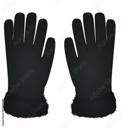 Black winter gloves. vector illustration