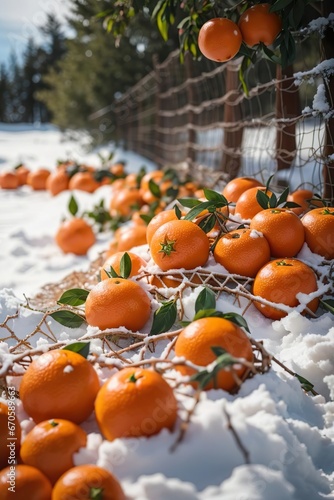 tangerines in the snow