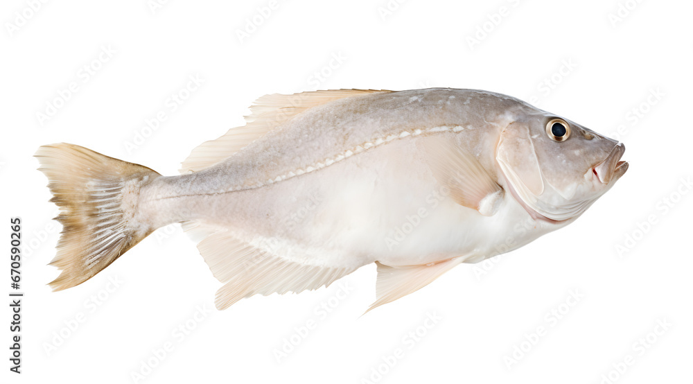 A transparent side view photo of a halibut. A transparent side view photo of a halibut.
