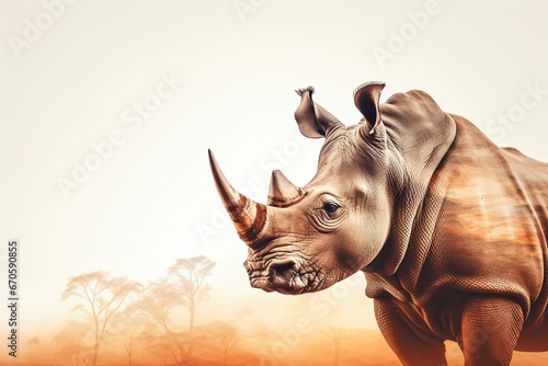 Rhino's Majesty: Double Exposure Professional Portrait