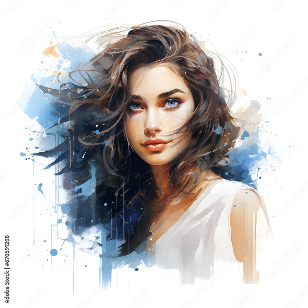 Fototapeta premium Water color illustration of American woman