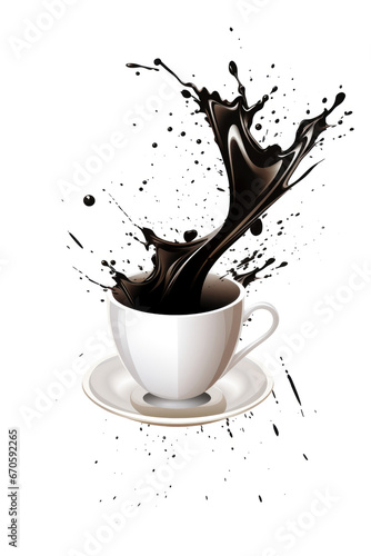 White cup and coffee splashes illustration