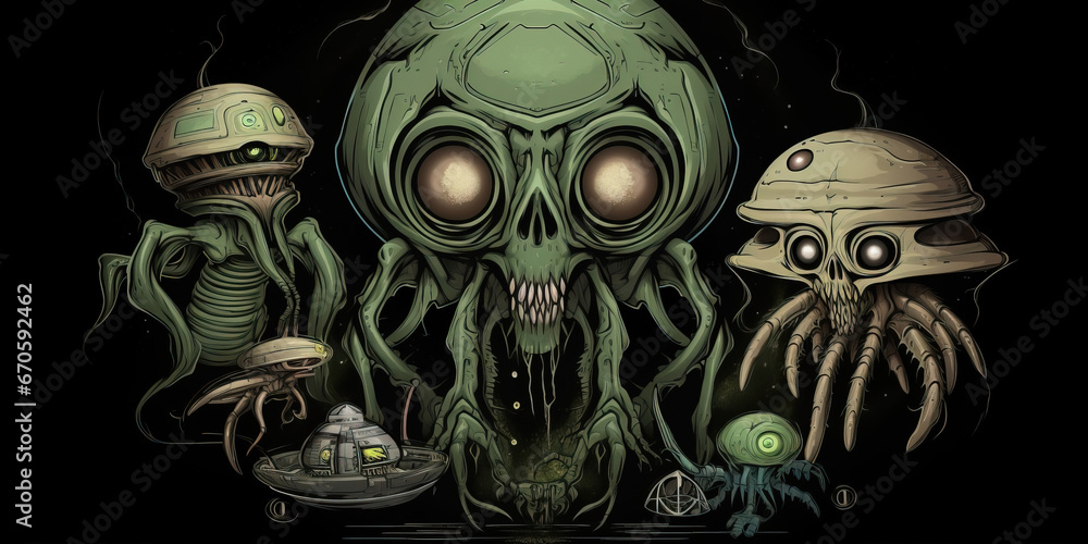 Fantastic Green Aliens In Alien Worlds Fantastic Green Aliens In Alien Worlds