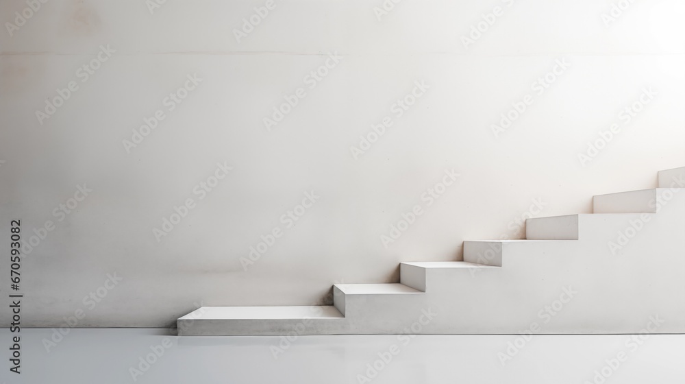 Side view of concrete stairs and wall minimal style with copy space. - obrazy, fototapety, plakaty 