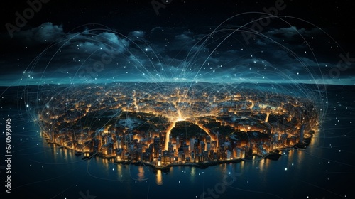 an image that elegantly showcases a global data network  illustrating the seamless integration of Big Data into our interconnected world.