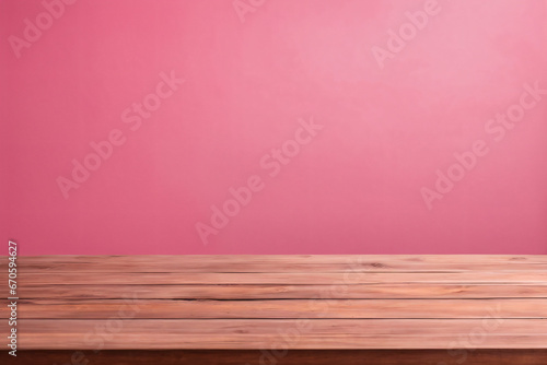 Wallpaper Mural Empty Wooden Table with Cute Pink Wall Background Torontodigital.ca