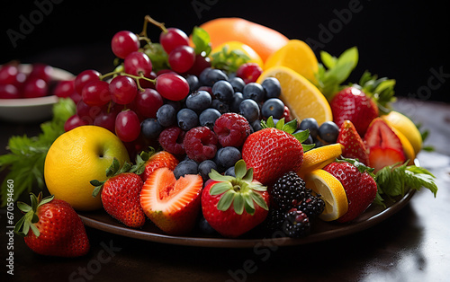 Fresh Fruit Platter. Generative AI.