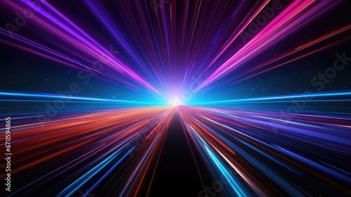 black background with colorful colors in the background in the style of hyperspace noir light purple and dark azure virtual reality dark orange and sky-blue long exposure linear persp