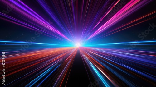 black background with colorful colors in the background  in the style of hyperspace noir  light purple and dark azure  virtual reality  dark orange and sky-blue  long exposure  linear persp