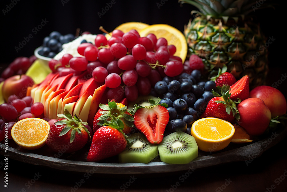 Fresh Fruit Platter. Generative AI. Fresh Fruit Platter. Generative AI.