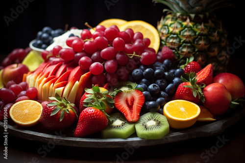 Fresh Fruit Platter. Generative AI.