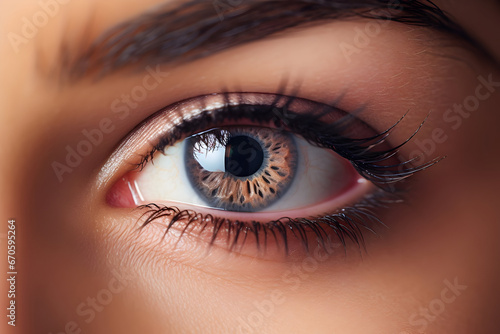 A Close Up Detail of a Beautiful Female Eye, Highlighting the Intricate Artistry of Natural Makeup