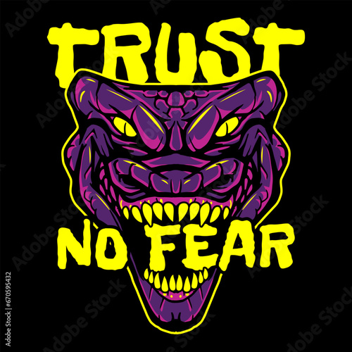 Aggressive demon beast head in colorful style vector illustration