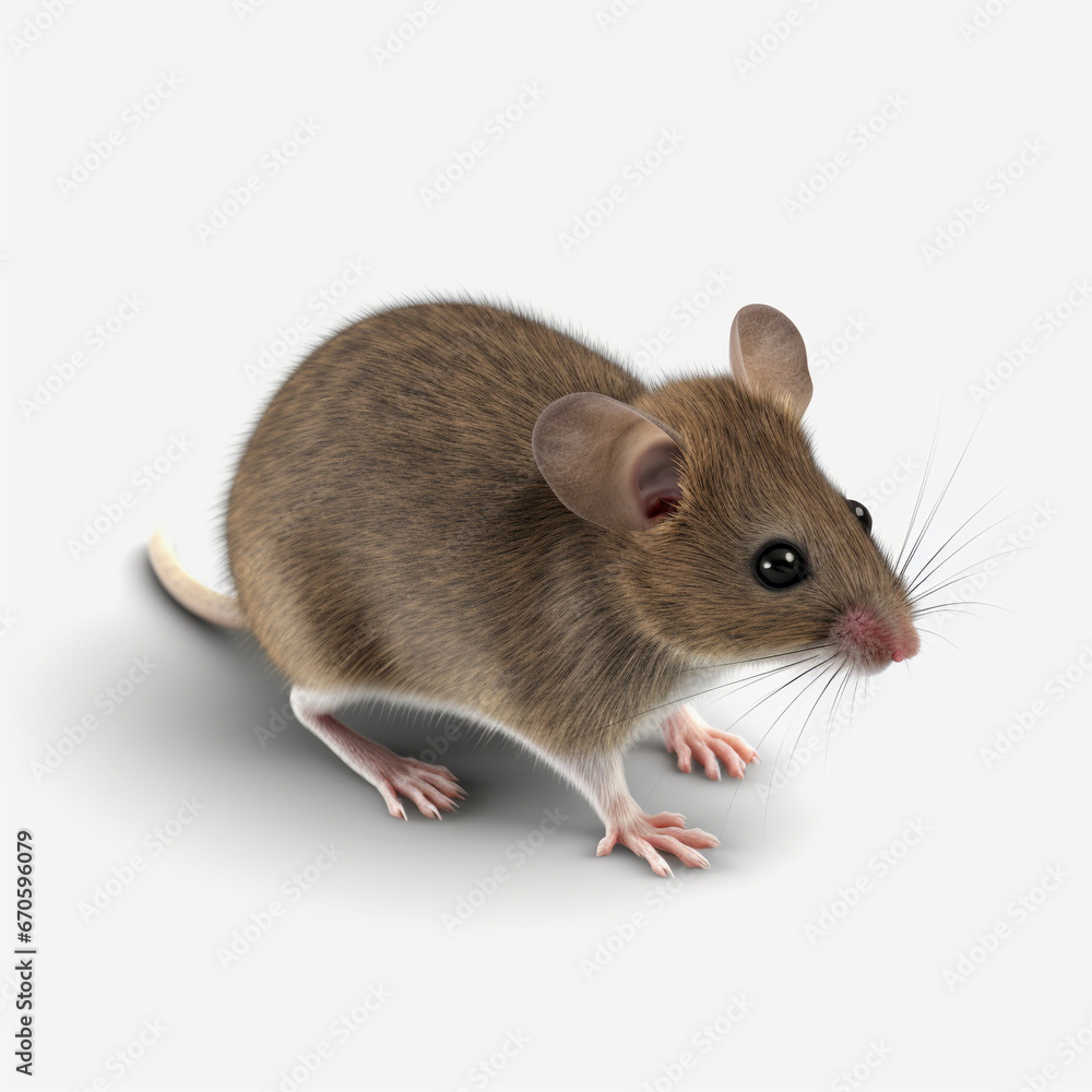 gray mouse, white background, side view gray mouse, white background, side view
