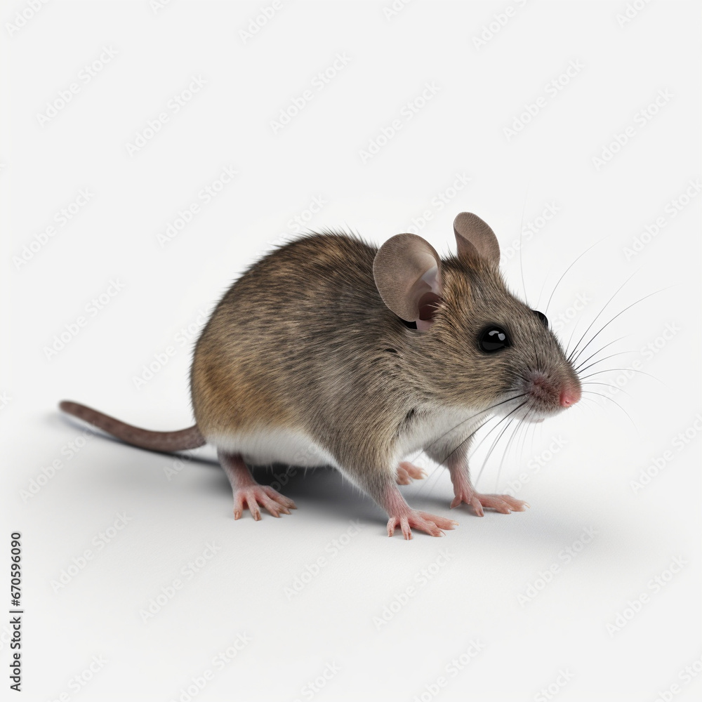 gray mouse, white background, side view gray mouse, white background, side view
