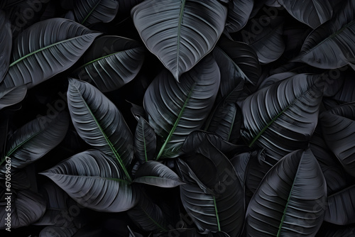 Wallpaper Mural A Textured Composition of Abstract Black Leaves, Creating an Alluring Tropical Leaf Background. Ideal for a Dark Nature Concept or Tropical Theme Torontodigital.ca