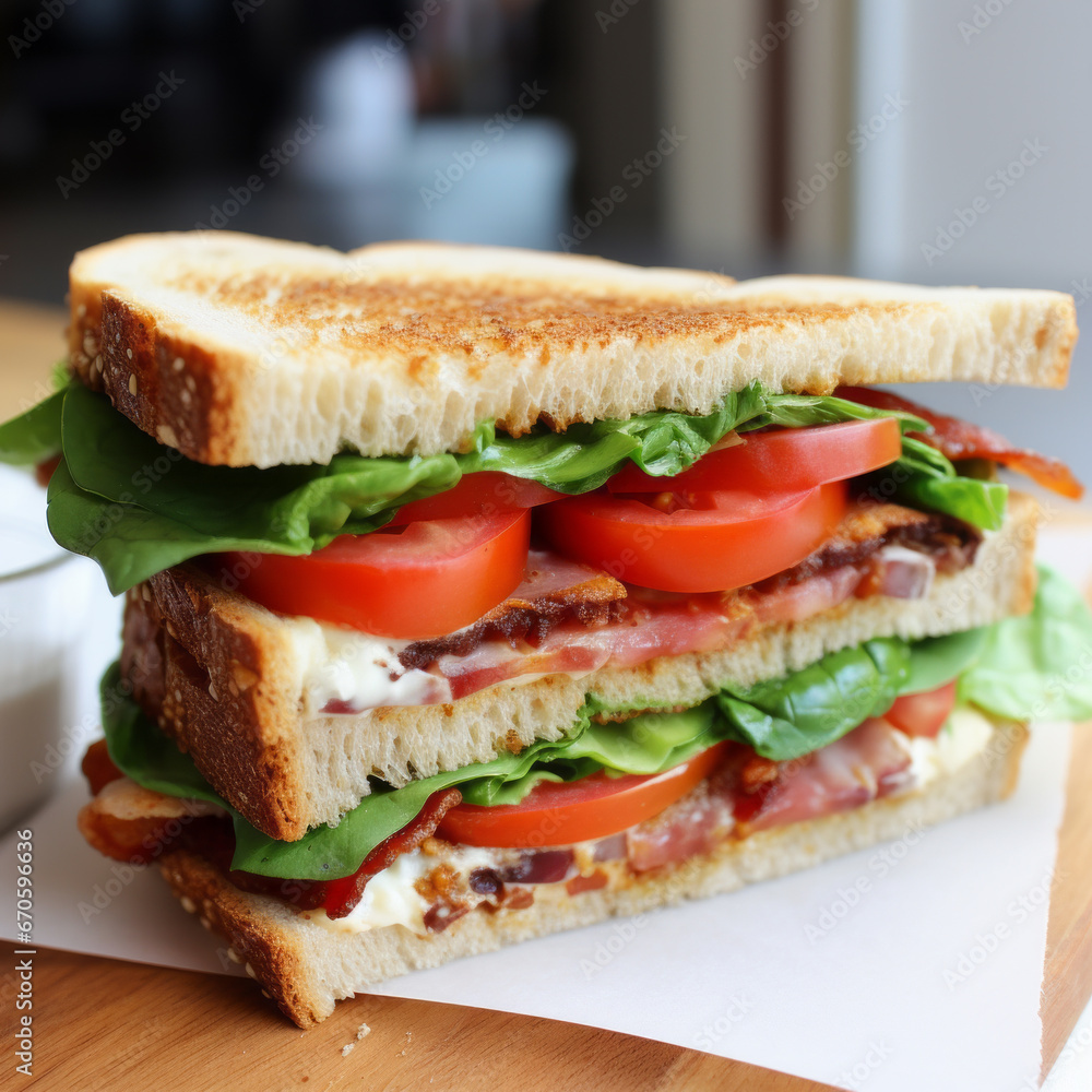 delicious homemade sandwich in rustic style