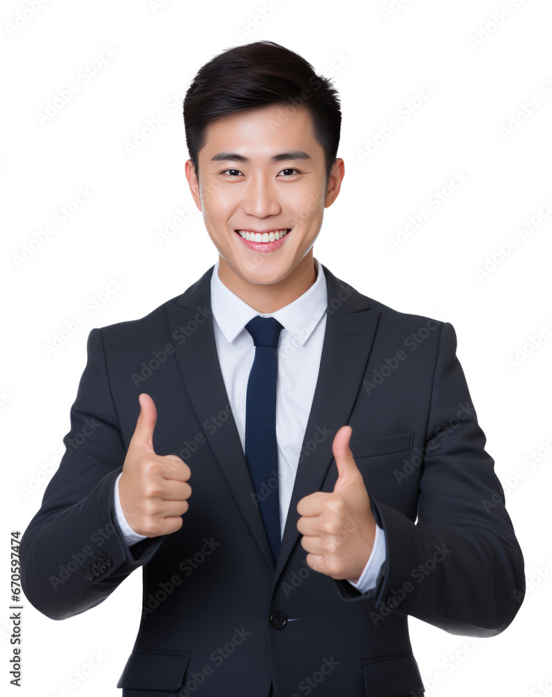 Young Japanese businessman in formal wear portrait of confident businessman Make a thumbs up gesture.isolated white background, remove background Young Japanese businessman in formal wear portrait of confident businessman Make a thumbs up gesture.isolated white background, remove background