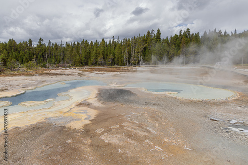 View of the Double Pool in the Upper Geyser Basin in Yellowstone National Park