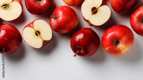 Fresh apple slice background on white background