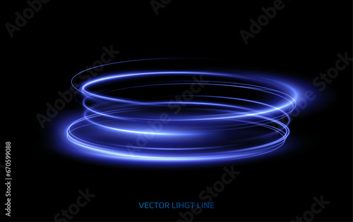 Luminous blue lines png of speed. Light glowing effect png. Abstract motion lines. Light trail wave, fire path trace line, car lights, optic fiber and incandescence curve twirl	