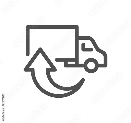 Truck delivery related icon outline and linear symbol. 