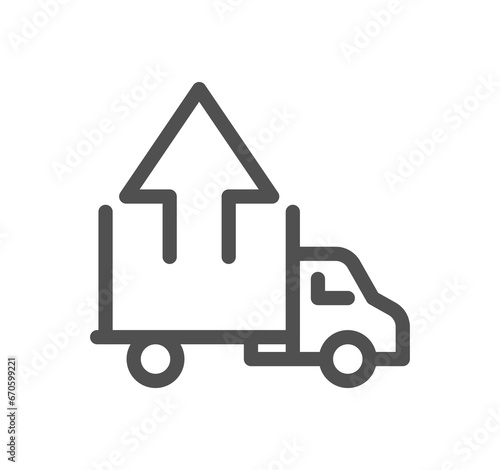 Truck delivery related icon outline and linear symbol. 