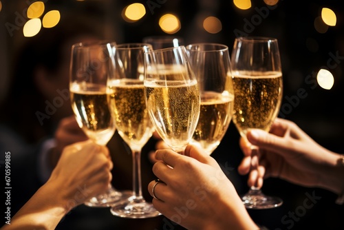 A Joyous Moment Captured as Family Members Raise Their Glasses Filled with Bubbly in a Toast to Welcome the New Year
