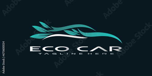 eco car logo design vector with creative concept premium vector