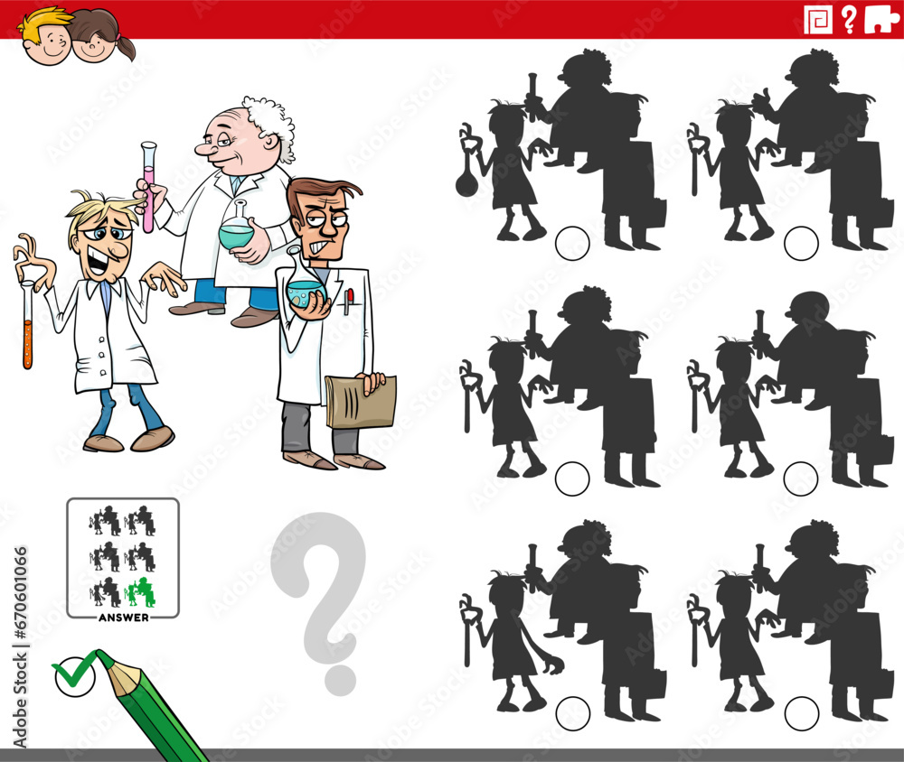 Obraz premium shadow game with cartoon scientists or inventors