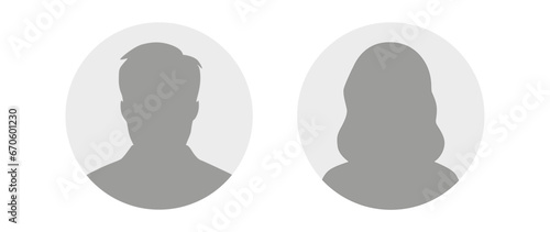 Vector flat illustration in grayscale. Avatar, user profile, person icon, profile picture. Suitable for social media profiles, icons, screensavers and as a template. photo