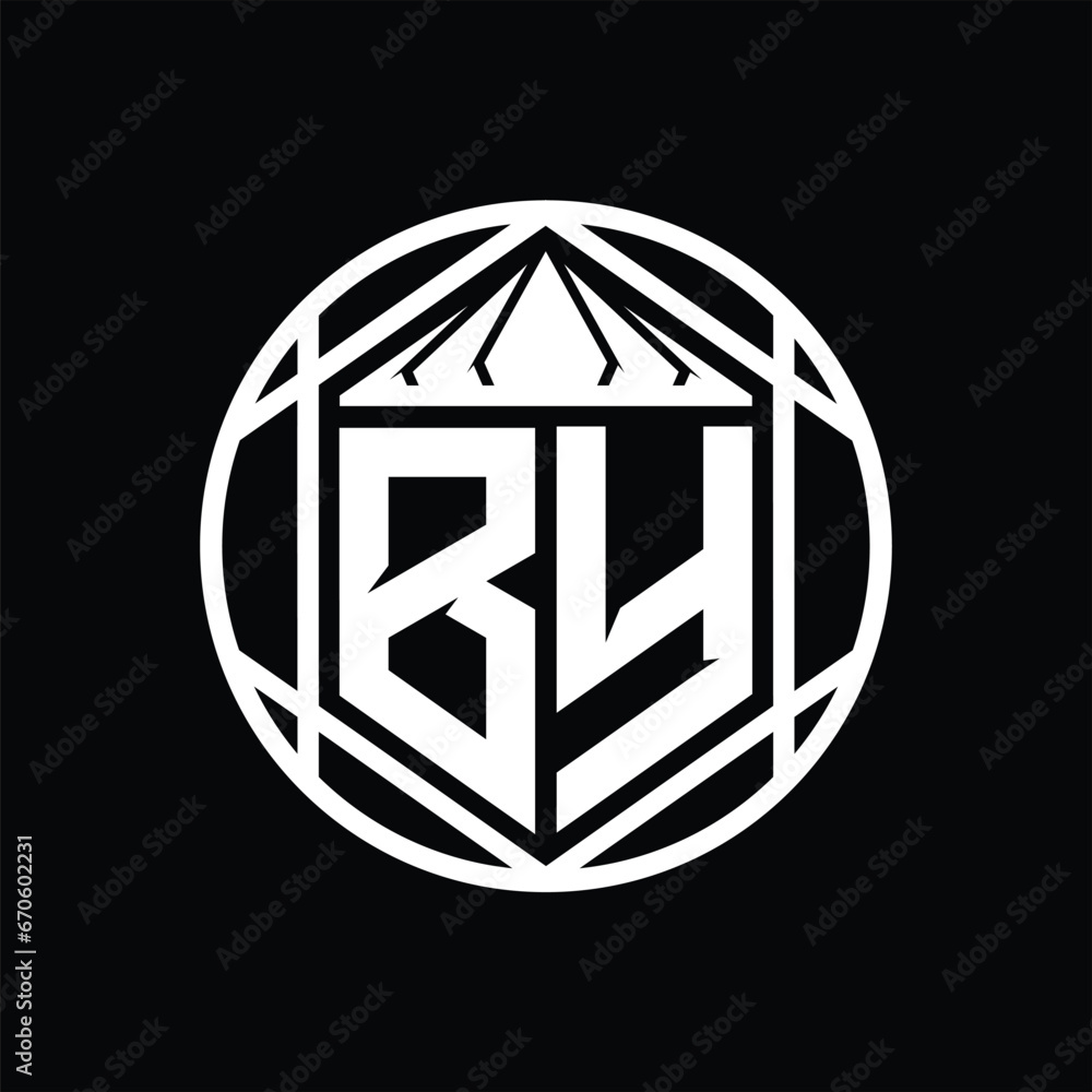 BY Letter Logo monogram hexagon slice crown sharp shield shape isolated circle abstract style design BY Letter Logo monogram hexagon slice crown sharp shield shape isolated circle abstract style design