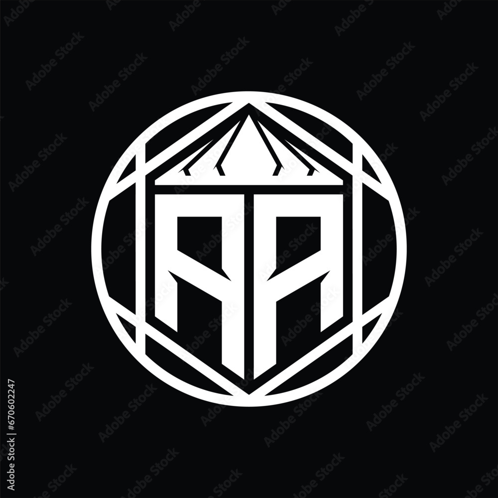 AA Letter Logo monogram hexagon slice crown sharp shield shape isolated circle abstract style design AA Letter Logo monogram hexagon slice crown sharp shield shape isolated circle abstract style design