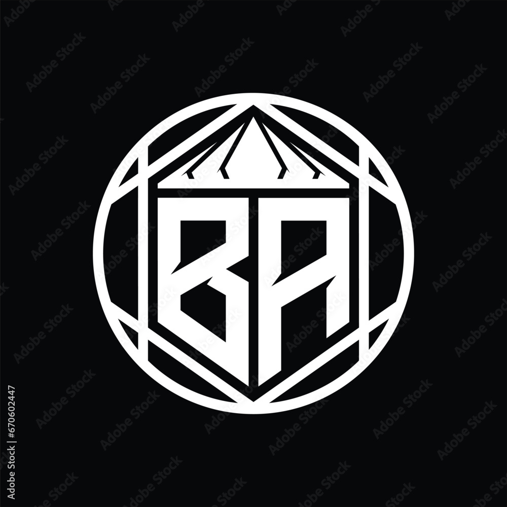 BA Letter Logo monogram hexagon slice crown sharp shield shape isolated circle abstract style design BA Letter Logo monogram hexagon slice crown sharp shield shape isolated circle abstract style design